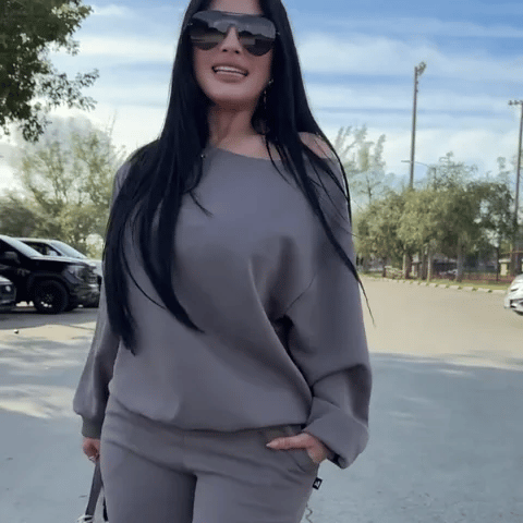 Shoulder-Sloping Sweat Outfit Set